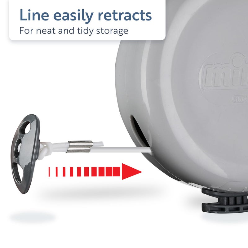 Minky Homecare Outdoor Retractable Clothesline - Heavy Duty PVC Coated Line - Energy and Space Saving Removable Laundry Drying Line - 49 Feet (Gray) - Image 3